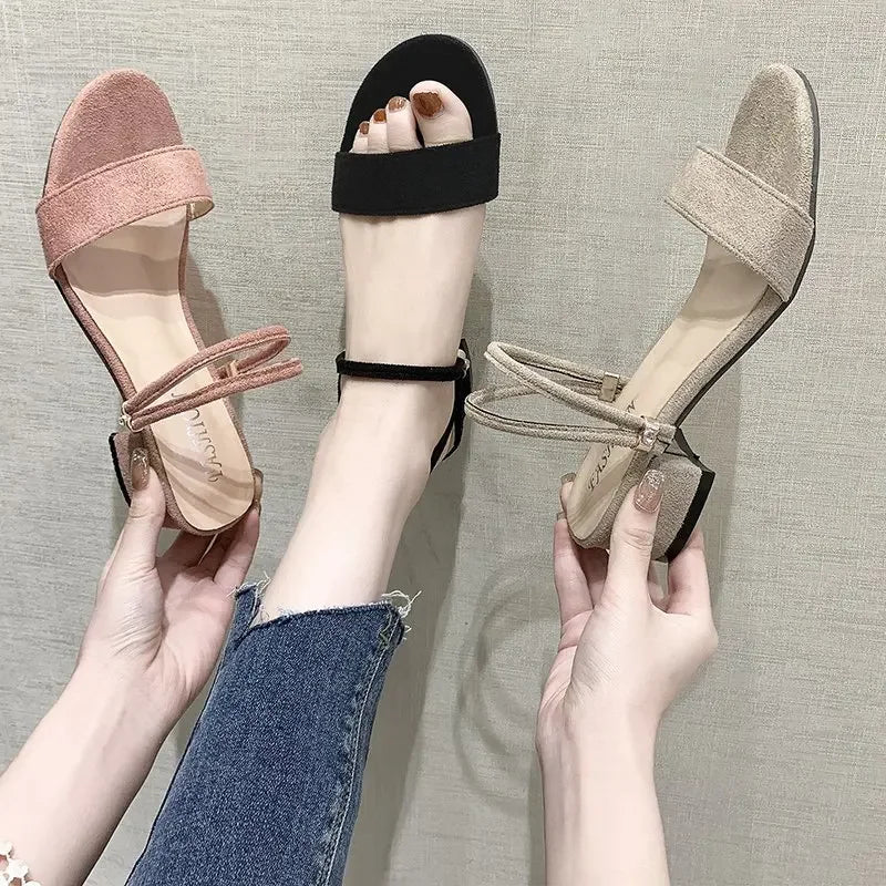 New Women Sandals Chunky Heels Slides Summer Sandal Elegant  Shoes Women Slipper Big Size 34-42 Fashion Summer Sandal Women