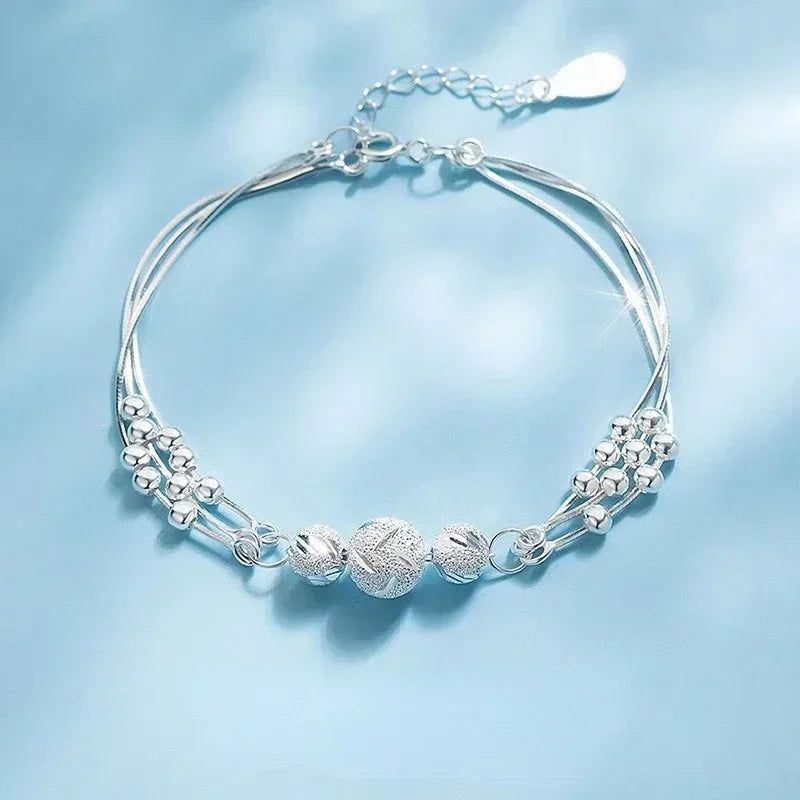 925 Sterling Silver Beautiful Bead Bracelets For Women Korean Fashion Designer Adjustable Bead Bracelet Luxury Original Jewelry