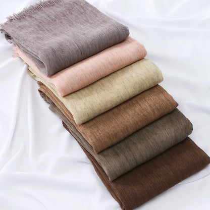 Women Crinkle Modal Rayon Hijab Muslim Scarf Shawls Solid Color Headband Femme Breathable Headwrap Turban Ramanda 180*70cm