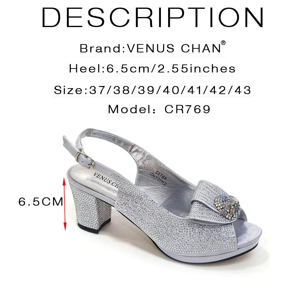 2025 New Hot Selling Sliver Sexy Design Round Toe Ladies Sandal with Bag Set For Women Wedding Party