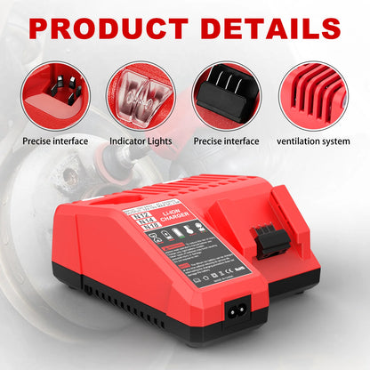 Rapid Charger 3A Li-Ion Battery Charger For Milwaukee 12V 18V M12 M18 Dual Port Lithium Battery Charger 48-11-2420 48-11-1840