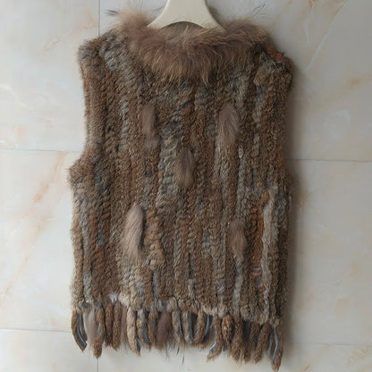 HSPL Sleeveless Women Fashion Fur Vest Knit Waistcoat For Lady For 2018 Spring Real Rabbit Fur Female Vests Black  Waistcoat