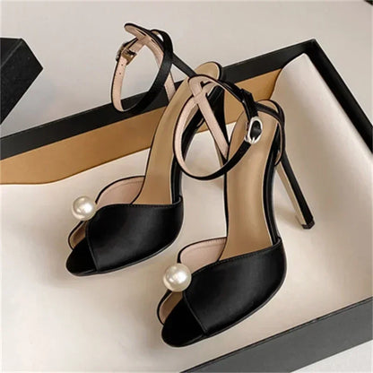 Sexy Open Toe Sandals Woman Ankle Buckle Strap Stiletto Heels Party Prom Shoes Summer Pumps Luxury Sandals High Heels Slides