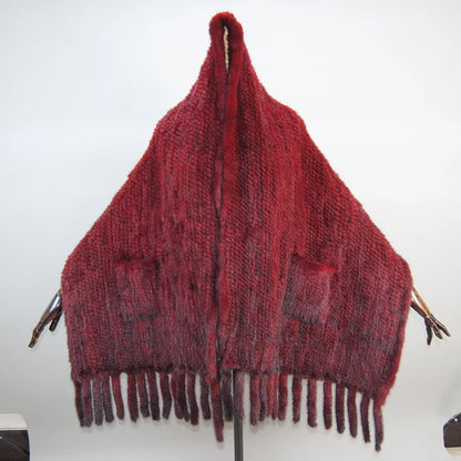 Hot Sale Women Winter Knitted Real Mink Fur Scarf Shawl Natural Warm Mink Fur Pashmina Lady Long Style 100% Genuine Fur Scarves