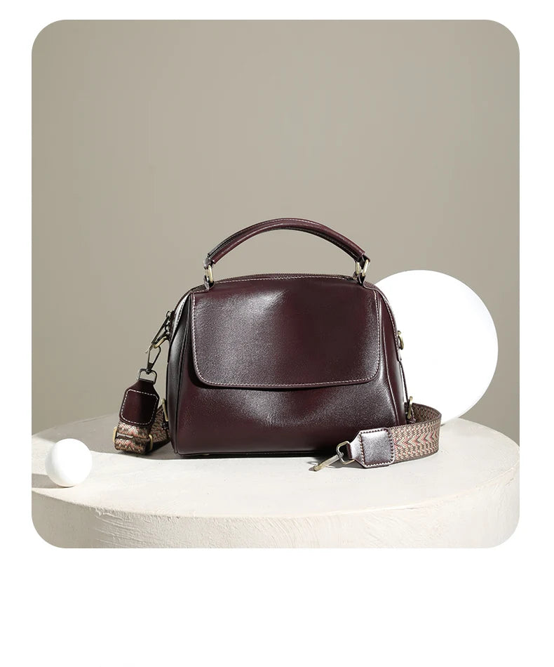 Women Cow Leather Commute Crossbody Bags Women Retro Cowhide Large Capacity Shoulder Bag Ladies Fashion Luxury Designer Handbags
