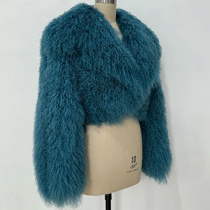 Mongolian Sheep Fur Women Coat Winter Warm Real Fur Cloth 2026 Natural Sheep Fur Clothes