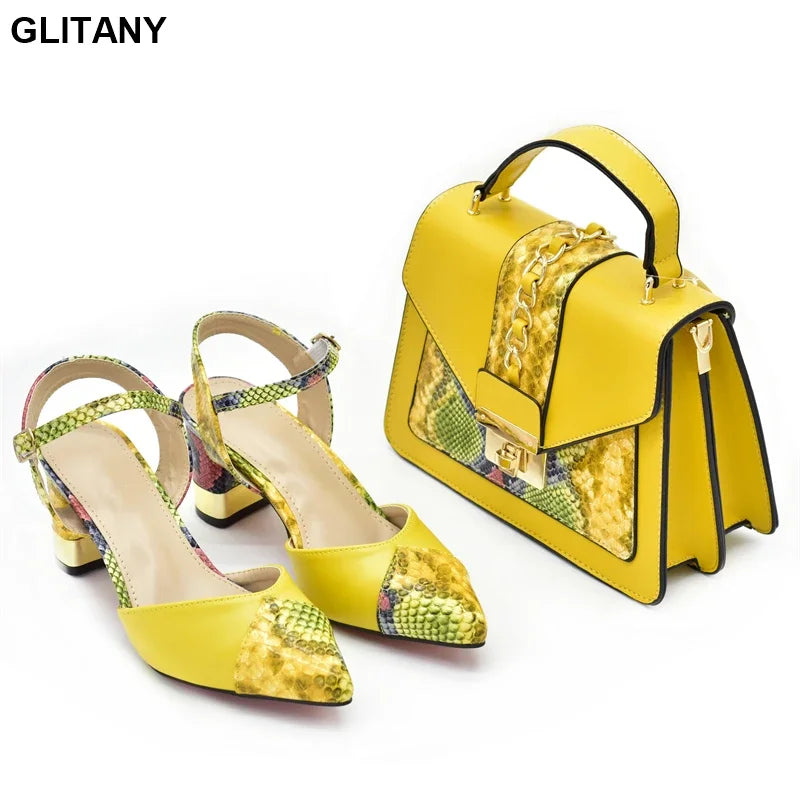 New Arrival Leopard Shoes and Bag Set  for Women Bride Shoes and Bag for Party Wedding Patent Leather Shoes for Women Sandals