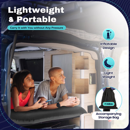 Universal Foldable Inflatable Bed Portable Inflatable Mattress Set Car Back Seat Sleeping Flocking Air Bed Cushion w/Pump+Pillow