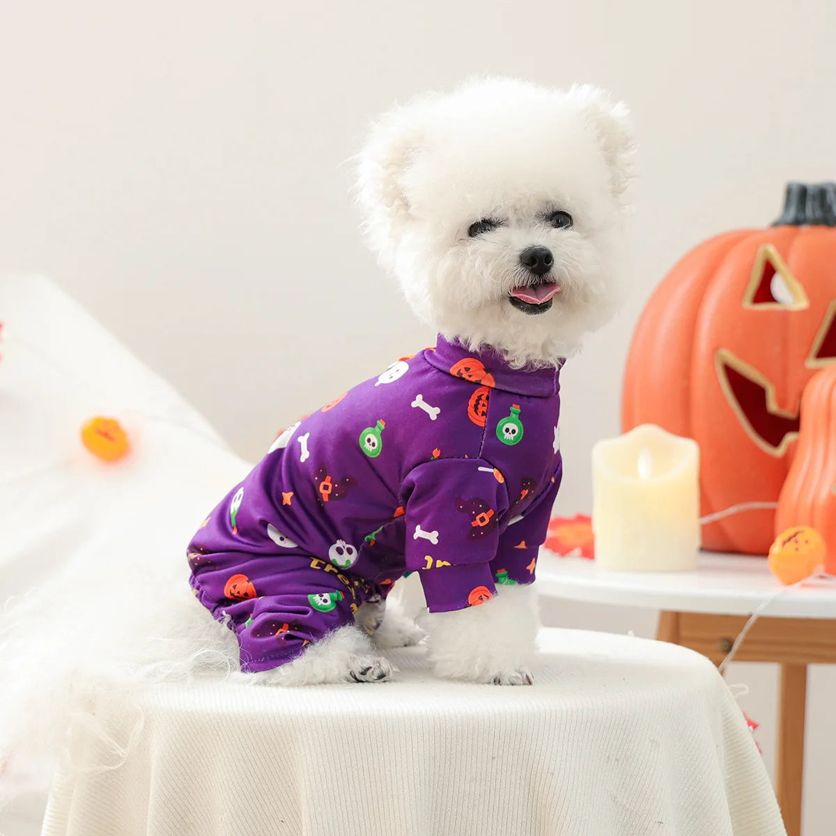 Girl Halloween Pajamas Apparel For Small Dogs Chest Closed Pet Indoor Home Wear Clothes Overall Tracksuit Chihuahua Yorkshire