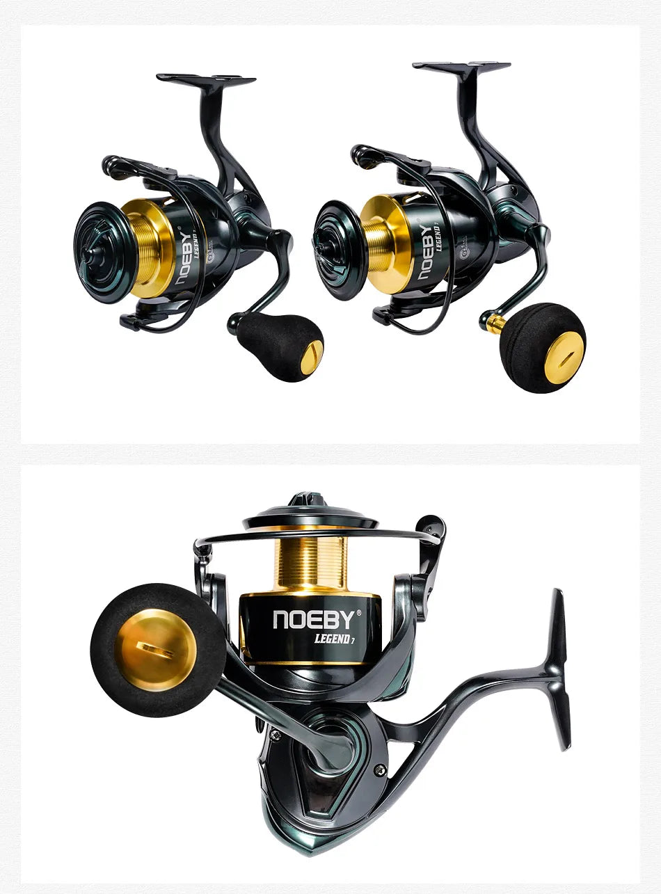 Noeby Aluminum Spinning Fishing Reel 2500 3000 4000 5000 6000 Series Zinc Alloy Gear 5.2:1 Ratio Sea Spool Max Drag 18-25kg Reel