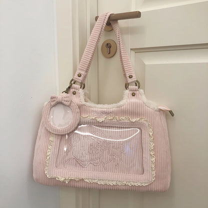 Original Corduroy Satin Lace Ribbon Daily Shoulder Bags Women's Bag Handbags for Women Cute Tote Bags for Women