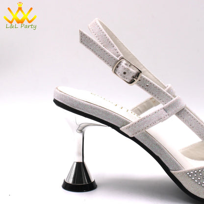 Sky Blue Color High Quality New Arrivals 2024 Italian Desing African Women Shoes and Bag Set Sweet Style Super Heels for Wedding