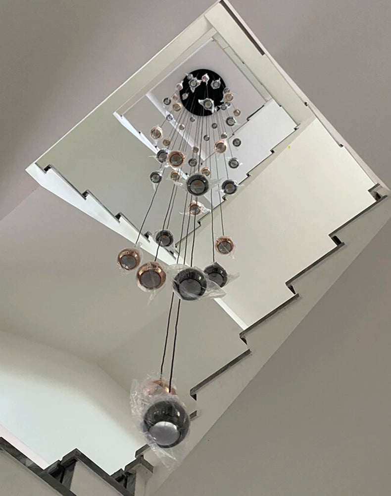 Modern Crystal stair chandelier lights indoor lighting Ceiling lamp hanging light led Chandeliers for living room indoor lightin