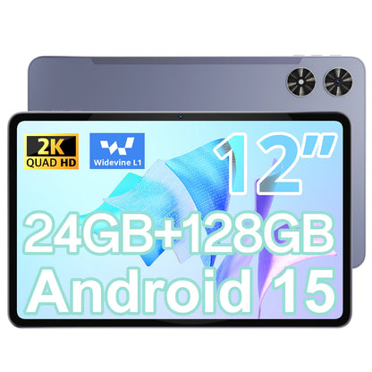 SVITOO Tablet 2026 Android 16 12 Inch 2000 x 1200 2K Display IPS Large Screen Unisoc T7250 Octa-Core Processor 6GB Physical RAM + 24GB Virtual RAM 128GB ROM 1TB Expandable 8800mAh Battery 2.4GHz 5GHz Dual Band WiFi 5 Bluetoot