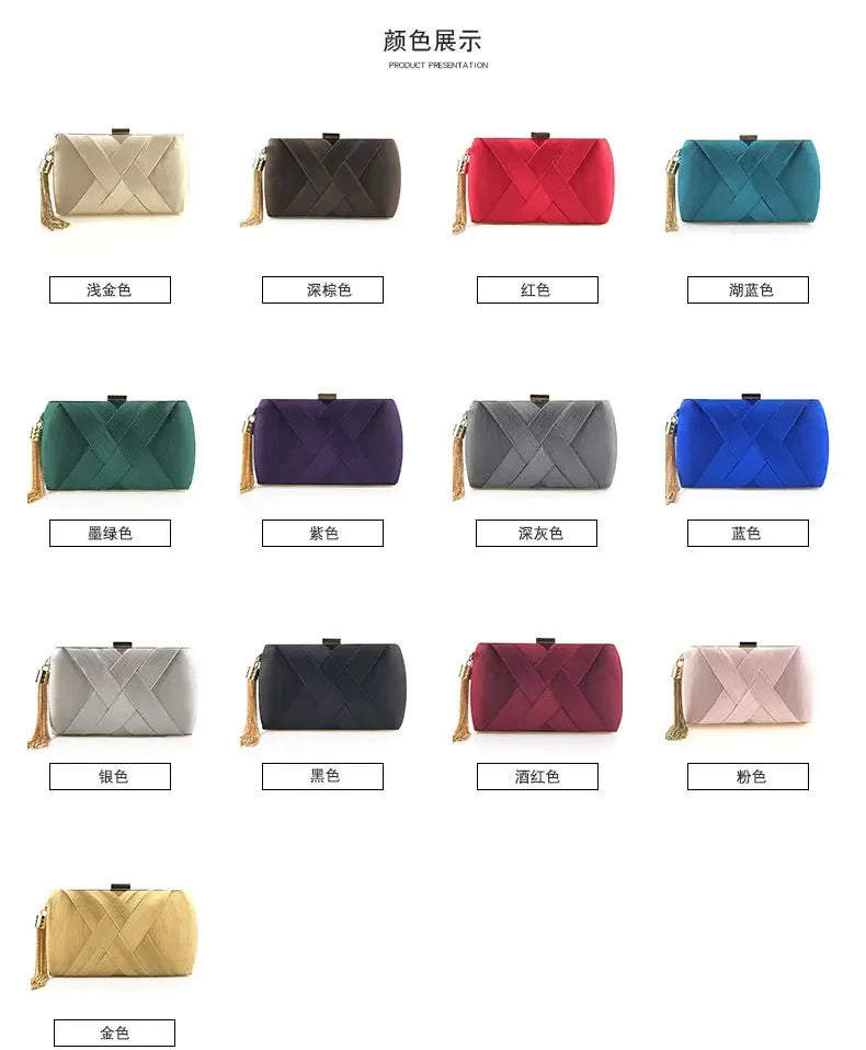 2024 New Fashion Women Evening Bags Tassel Ladies Clutch Purse Shoulder Chain Wedding Party Handbags Bags