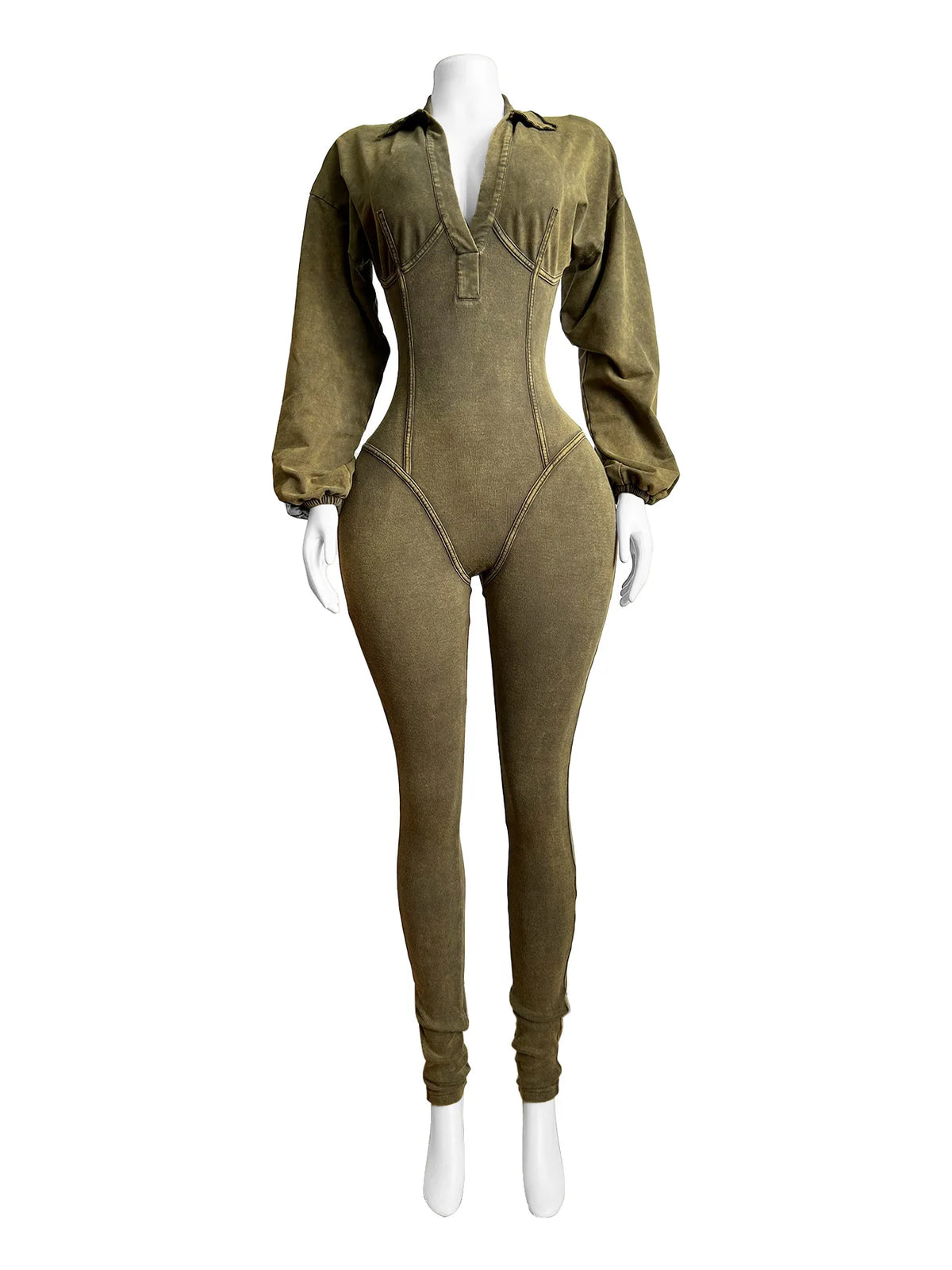 CM.YAYA Fashion Women Knit Ribbed Long Sleeve Moto Biker Jumpsuits 2024 Autumn Washed Street Playsuit One Piece Suit Romper