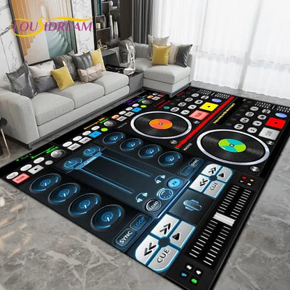 DJ Music Screen Area Rug, Creative Non-Slip Living Room Carpet, Modern Runner Floor Mat for Bedroom & Studio Decor, 1PC