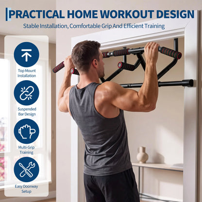 Adjustable Pull-Up Bar for Doorways – Heavy-Duty No-Screw Chin Up Bar for Home Gym Strength Training, Fits Most Door Frames
