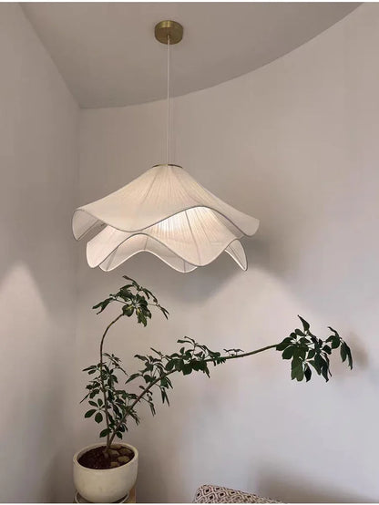 Nordic Minimalist Wabi Sabi Creamy Wind Fabric Chandelier Living Dining Room Bedroom Pendant Lights Home Hanging Lamp Fixture