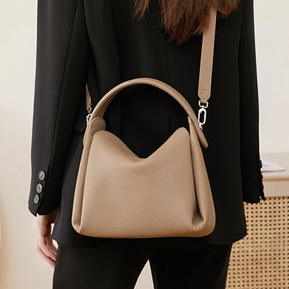 Burminsa Cowhide Genuine Leather Tote Shoulder Bags For Women 2026 Luxury Designer Crossbody Purses Bucket Work Ladies Handbags