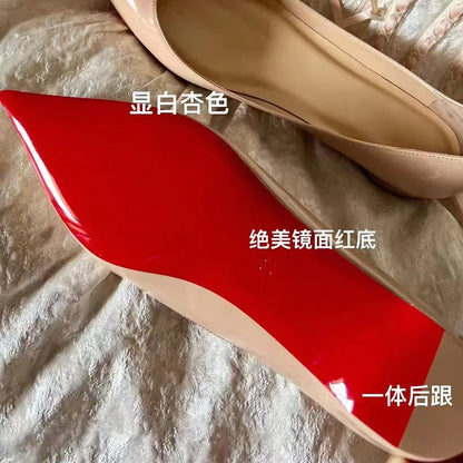Ladies' inner height increase 3CM flat sole single shoe patent leather solid color versatile casual shallow mouth single shoe