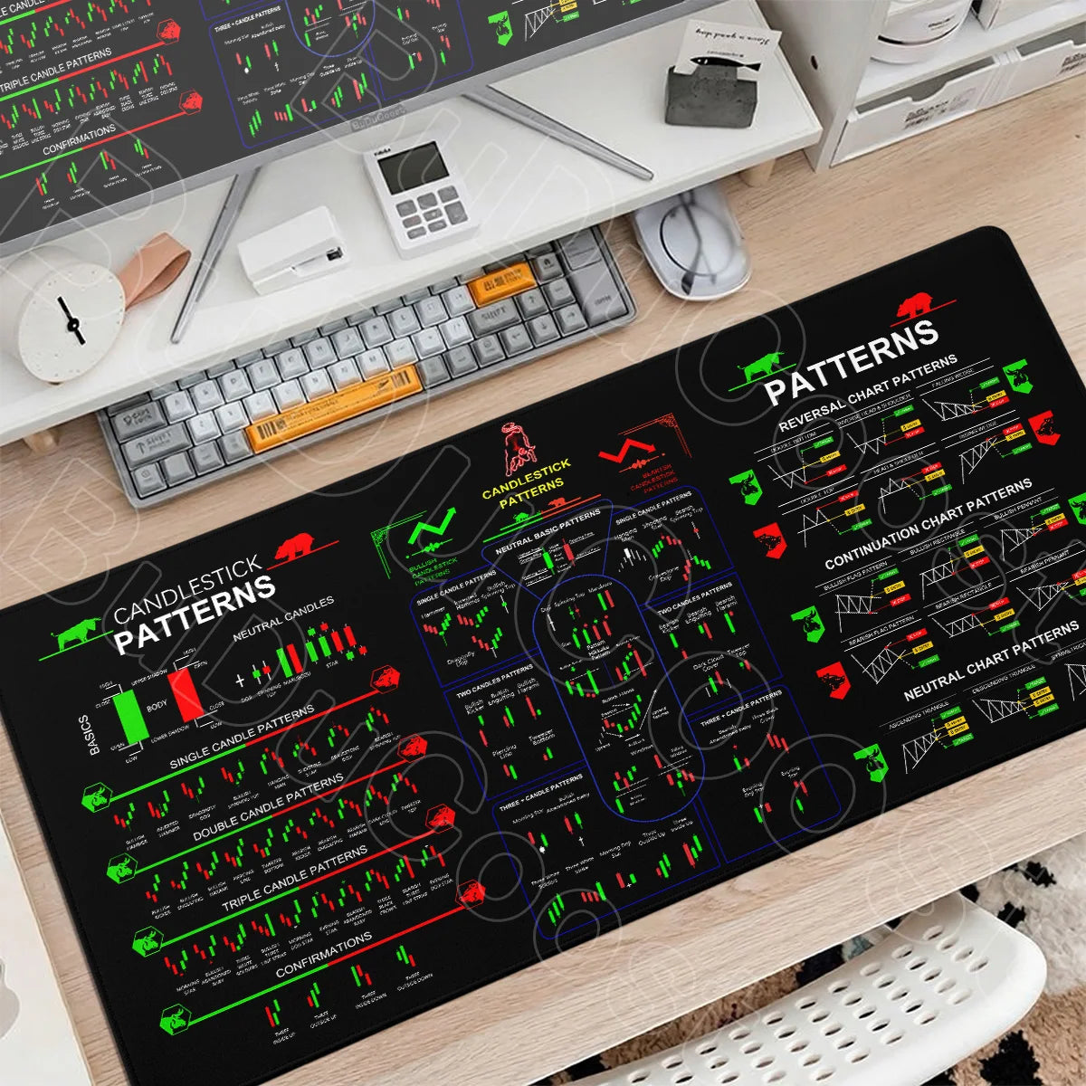 30x60cm 30x70cm 30x80cm Stock Market Chart Pattern Forex Mousepad Lock Edge Desk Keyboard Non-Slip Mausepad Computer Accessories