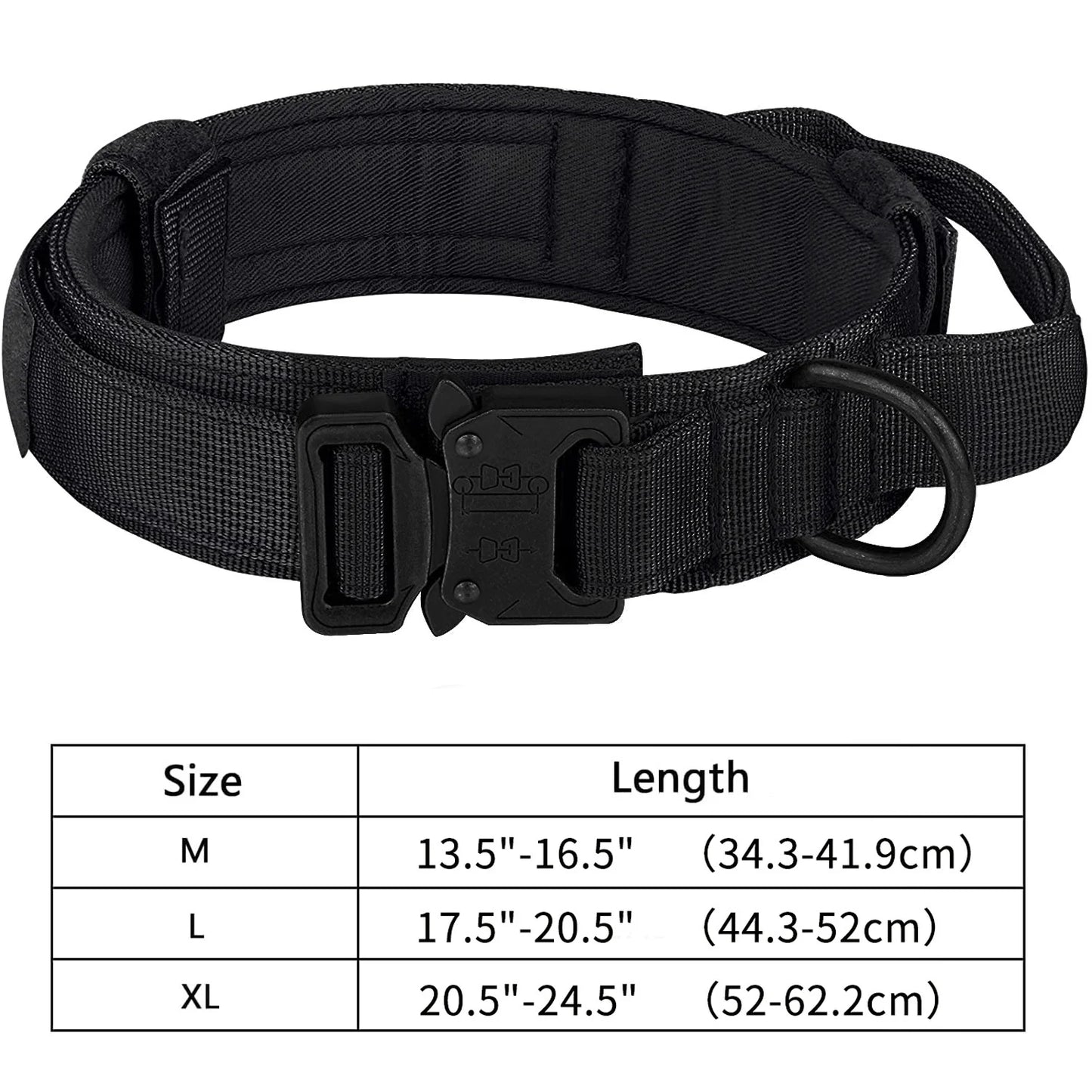 Tactical Dog Collar Adjustable Military Nylon Dog Collar with Control Handle Heavy Duty Metal Buckle for Medium Large Dogs
