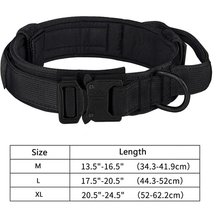 Tactical Dog Collar Adjustable Military Nylon Dog Collar with Control Handle Heavy Duty Metal Buckle for Medium Large Dogs