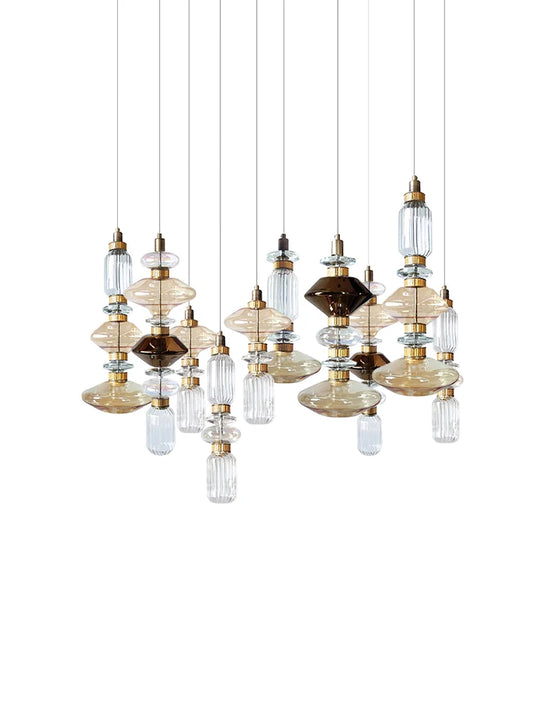 Creative Design Trendy Modern Glass Lamp Modern Home Decor Living Room Pendant Lights LED Foyer Hanging Lamp Long Table Lustre