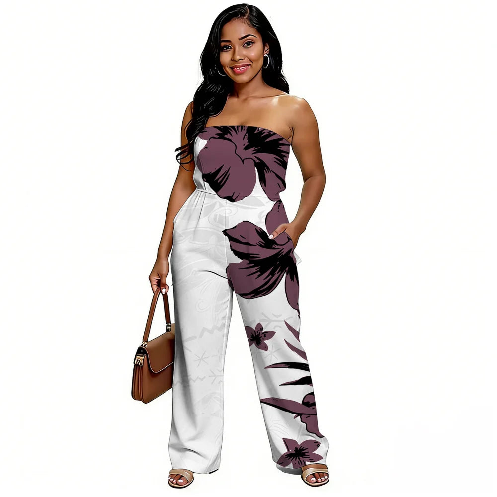 Newly designed Polynesian-style casual loose-shoulder women's one-piece pants with ethnic style - Samoan wide-leg pants