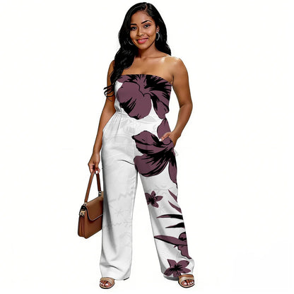 Newly designed Polynesian-style casual loose-shoulder women's one-piece pants with ethnic style - Samoan wide-leg pants