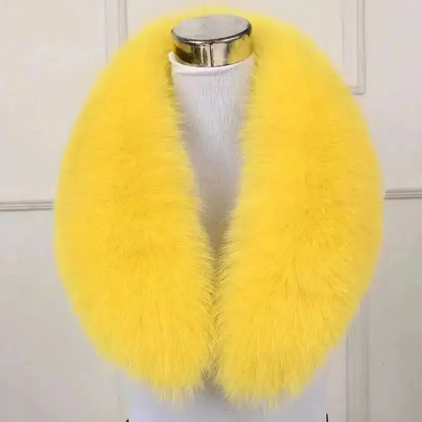 Natural Color Raccoon Fox Real Fur Collar Scarf Genuine Big Size Scarves Warp Shawl Neck Warmer Stole Muffler with Clip Loops #6
