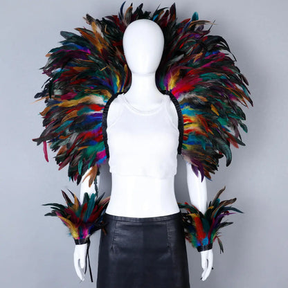 Elegant Women's 2-Piece Shawl Set Cosplay Feather Punk Style for Halloween Masquerade Ball Party Carnival New