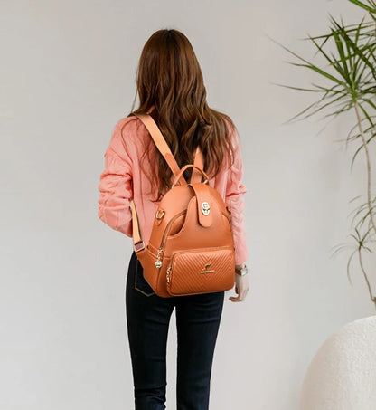 2024 New Fashionable Women's Backpack High Quality Soft Leather Women Shoulder Bag Famous Luxury Brand Female Handbag Sac A Main