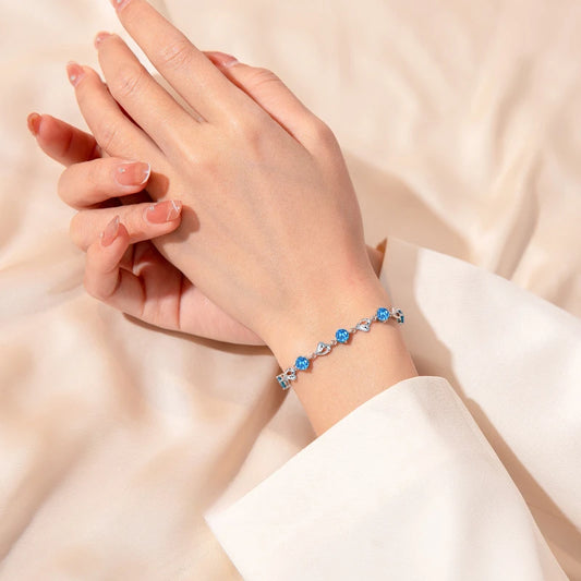 2pcs/set 925 Sterling Silver Heart Bracelet Necklace Jewelry Set for Women Korean Adjustable Charm Bracelet Luxury Party Jewelry