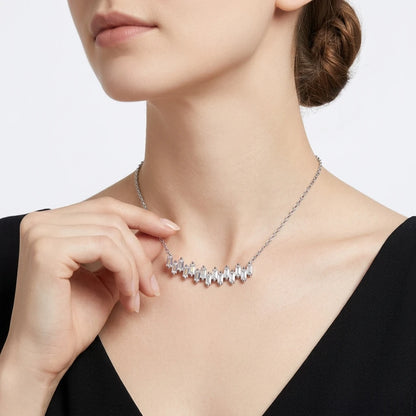 GRA Certified Moissanite Necklace 925 Sterling Silver, Baguette Cut V-Shape Clavicle Chain D Color VVS1 Fine Jewelry