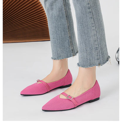 Women's flat shoes with pointed soft knitted sole breathable and comfortable shoes Spring and Autumn 2024 new model