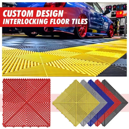 40PCS Pvc Garage Floor Tiles High Quality Pvc Car Garage Flooring Mat PP Plastic Interlocking Car Wash Room Tiles