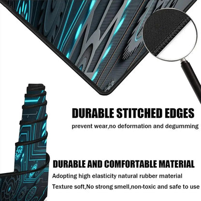 Large XXL Gaming Mouse Pad Desk Mat Keyboard Pad Cyan Circuit Gear Tech Cyberpunk Aesthetic  Mousepad For E-Sports Gamers Boys