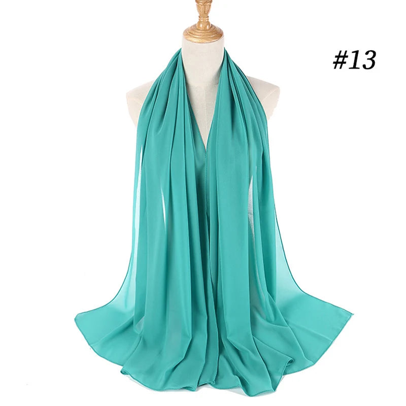Muslim Chiffon Hijab Women Bubble Chiffon Scarf For Women Ladies Veil Muslim Islam Solid Color Malaysia Musulman Wrap Scarves