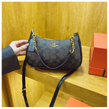 Women's Chain Bags Pvc Geometric Print Handbag Shoulder Crossbody Bag Women's Underarm Bag Suitable For Daily Outfit Matching