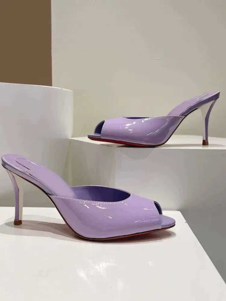 Summer New Women's Pointed Open Toothed Slim Fit High-heeled Slippers, Outdoor Sexy Sandals, Fashionable High-heeled Slippers