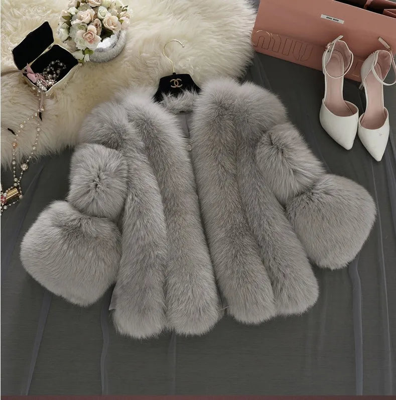 2026 Winter Pink Plus Size Faux Fur Coat Women Elegant Long Sleeve Fluffy Cardigan Jacket Ladies Large Thick Warm Furry Outwear