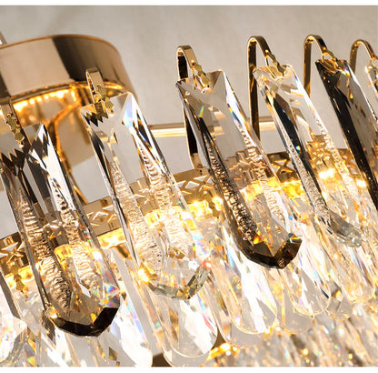 Clear Crystal Ceiling Chandeliers New LED Lights Luxury Rectangle Hanging Lamp Modern Home Decor Lustres for Dining Room Table