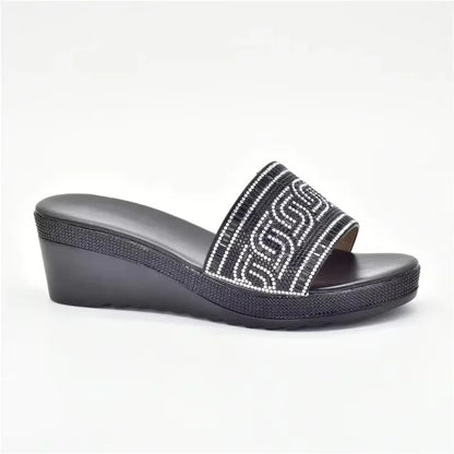 Latest Design African Party Shoes Decorated with Metal Wedding Shoes for Women Bride Wedges Shoes for Women Luxury Shoes