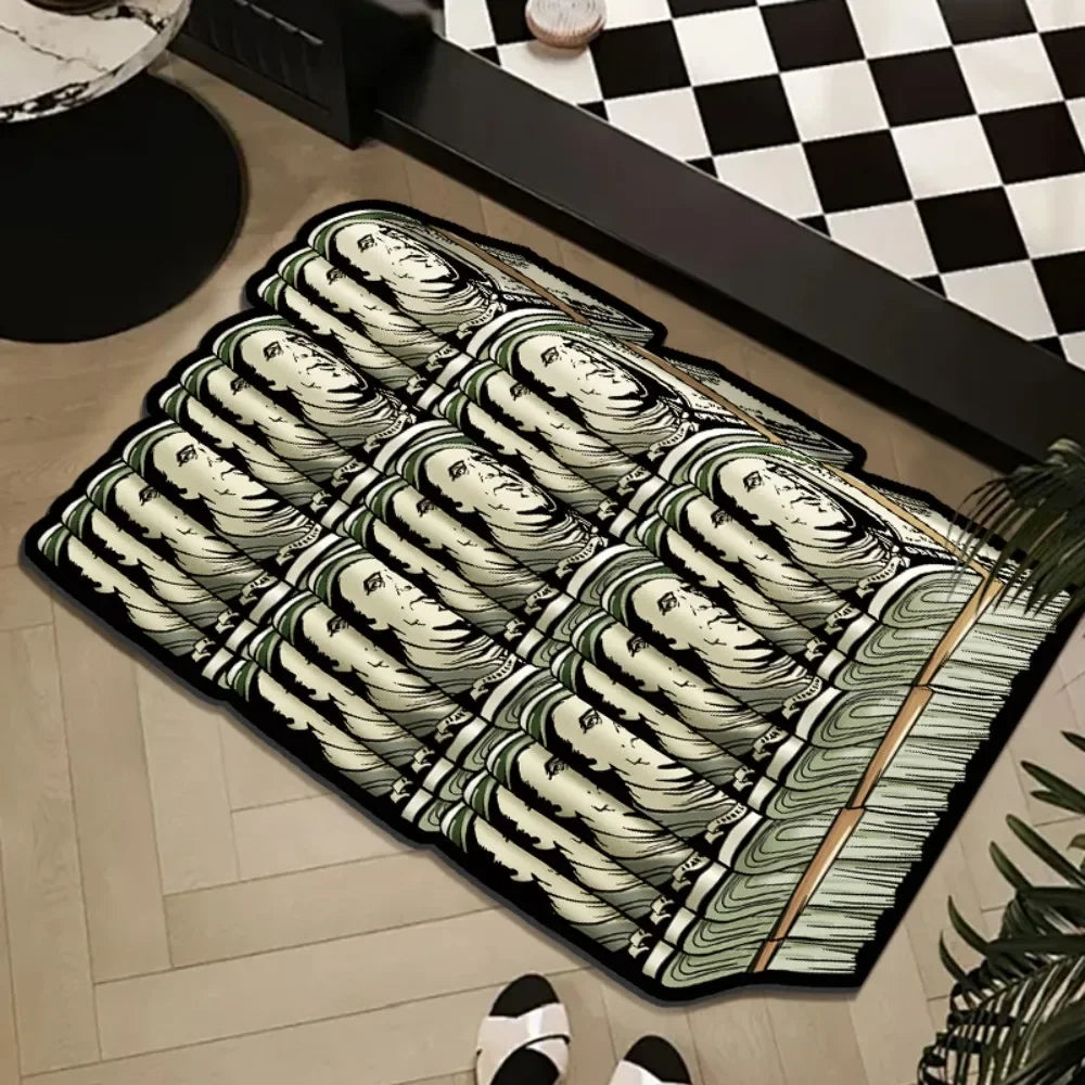 VIKAMA Fashion Print Dollar Mat Insulating, Warm, Non-Slip Entrance Hallway Doormat Bathroom Toilet Rug Home Decor