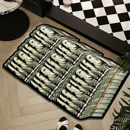 VIKAMA Fashion Print Dollar Mat Insulating, Warm, Non-Slip Entrance Hallway Doormat Bathroom Toilet Rug Home Decor