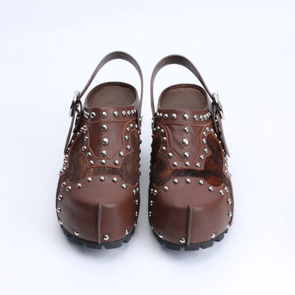 Luxury Designer Mule Sandals for Women,Handmade Lambskin&Cowhide Fur,Rubber Sole,Latex Insole,Adjustable Zipper,Trendy Summer