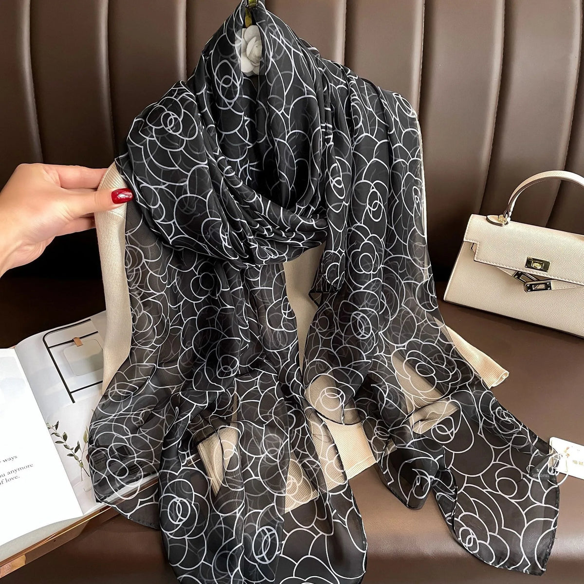 130*180cm Fashion Spring Summer Women Floral Printing Beach Silk Scarf Shawls Female Long Wraps Beach Sunscreen Hijab Lady