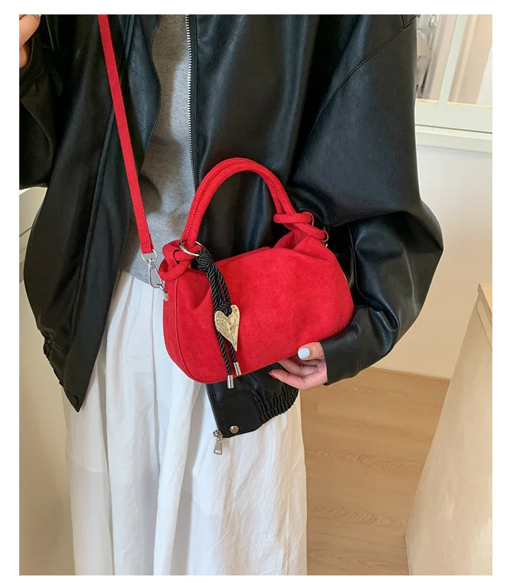 Small Suede Fashion Leather Shoulder Bags for Women 2025 Luxury Designer Brand Trend Crossbody Bag Females Short Handle Handbags